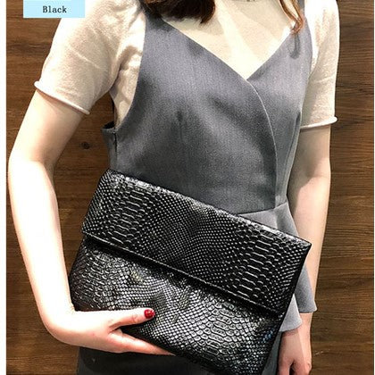 Snake Print Envelope Clutch