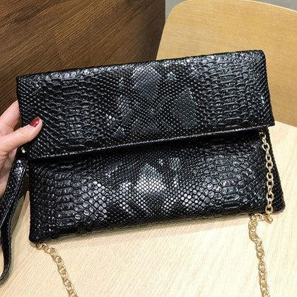 Snake Print Envelope Clutch