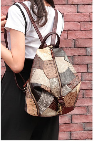 vintage leather backpack for women on sale