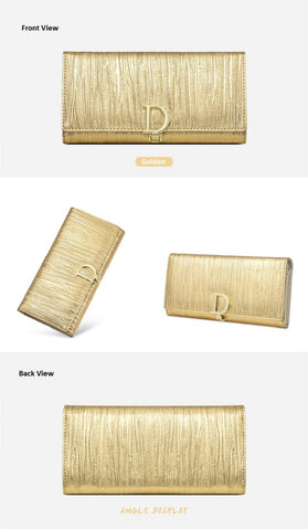 long gold glitter wallet for women