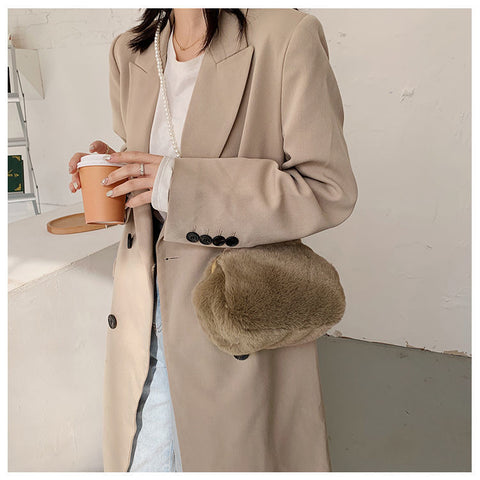 Brown Faux Fur Cross Body Bag On Sale