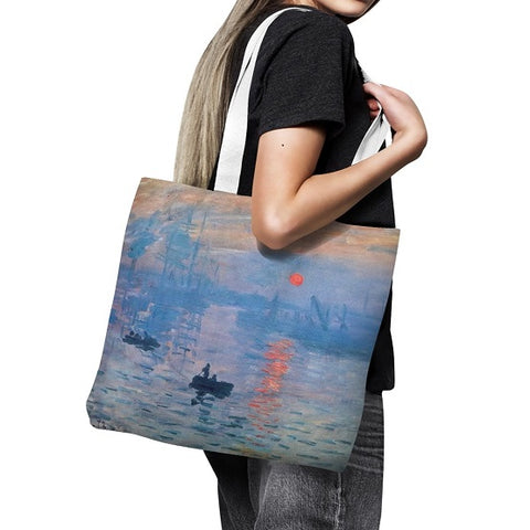 canvas tote bag with vintage art design