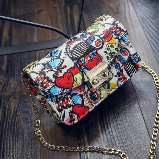 Cute Graffiti Bear Chain Shoulder Bags Simple Fashion Designer