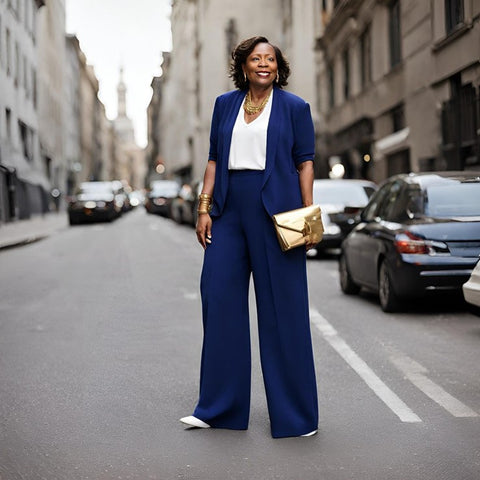 ROYAL BLUE PANTSUIT WITH WIDE LEG PANTS