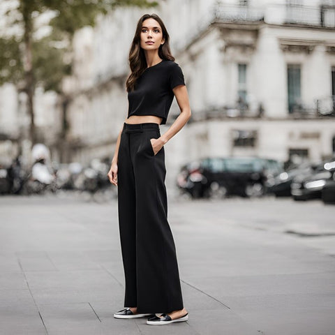Black Wide Leg Pant with Casual Shoe