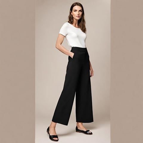 Black Wide Leg Pant with Slip On shoe