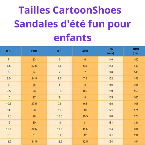 Taille CartoonShoes - Sandales d'été fun pour enfants_Mysolut