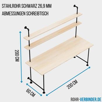 Bauzeichnung Schreibtisch Stahlrohr zum Selbstbauen