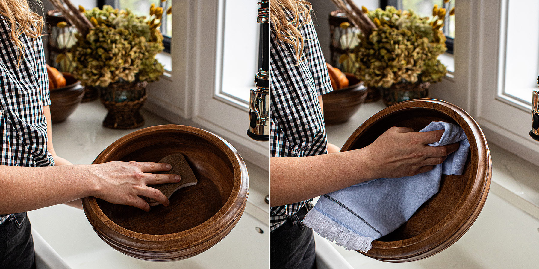 Bilbao Wood  cleaning bowl in sink