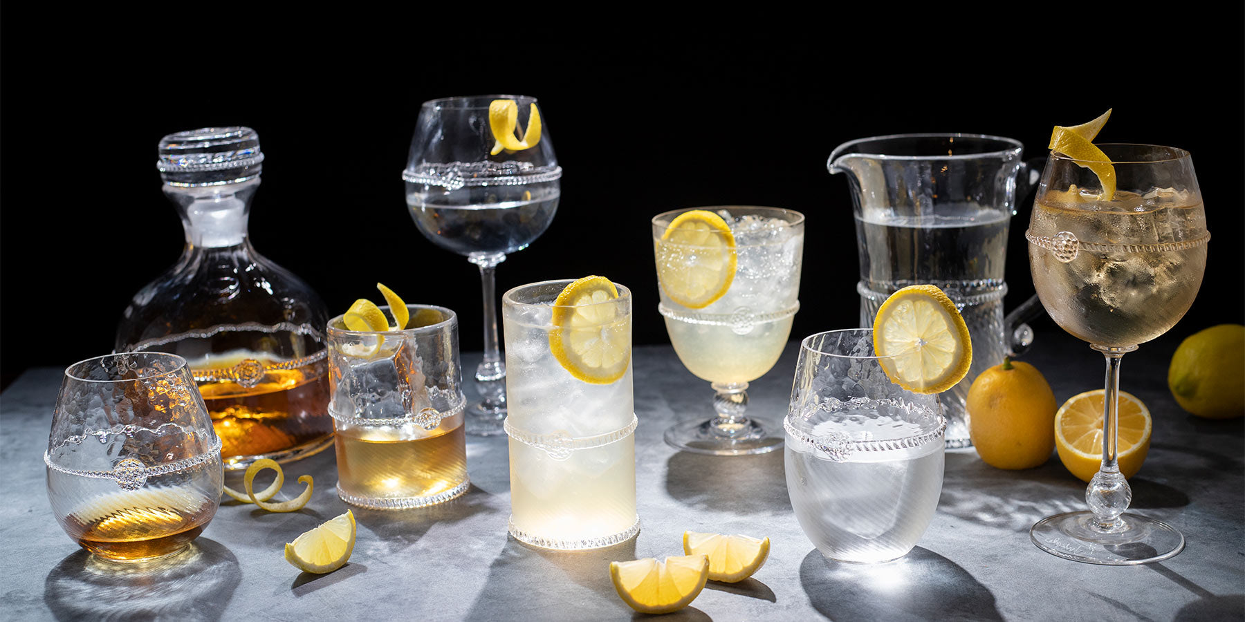 Second, select your drinkware. Whether stemmed or stemless, you want your wine and water glasses to complement and harmonize with your dinnerware because your placesettings are the most vital pieces on the table, with the most visual impact.