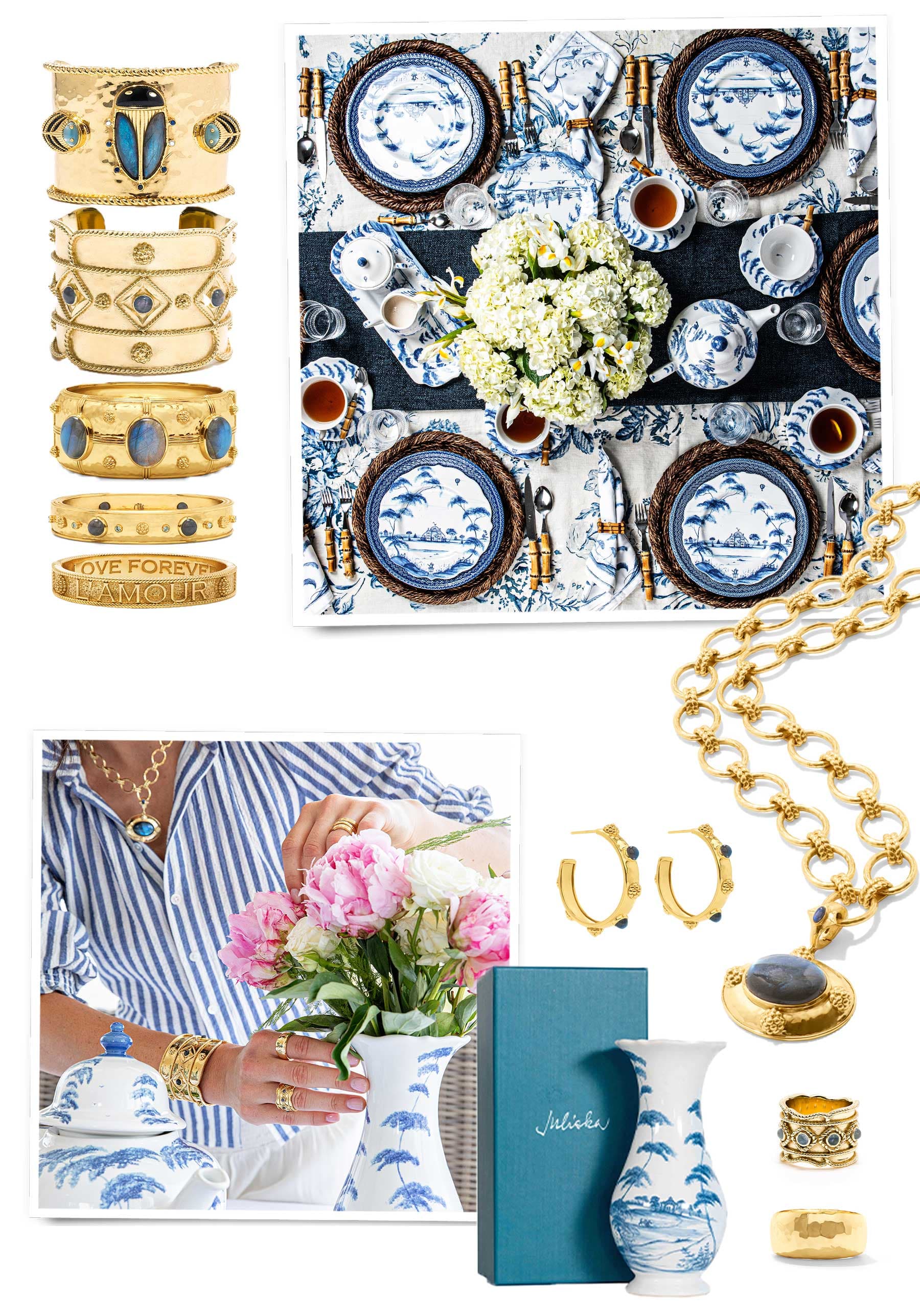 Blue and white collection pieces