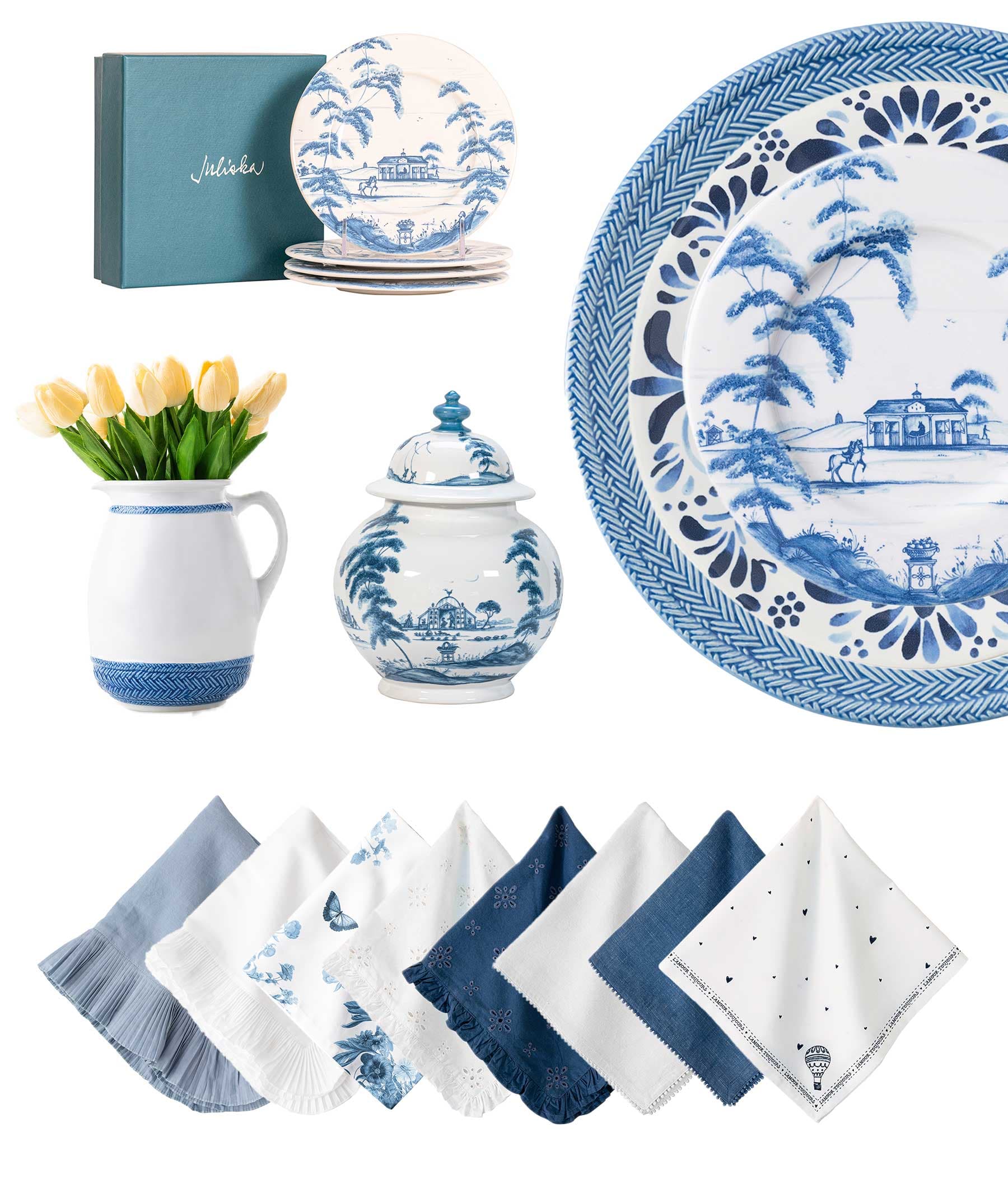 Blue and white collection pieces