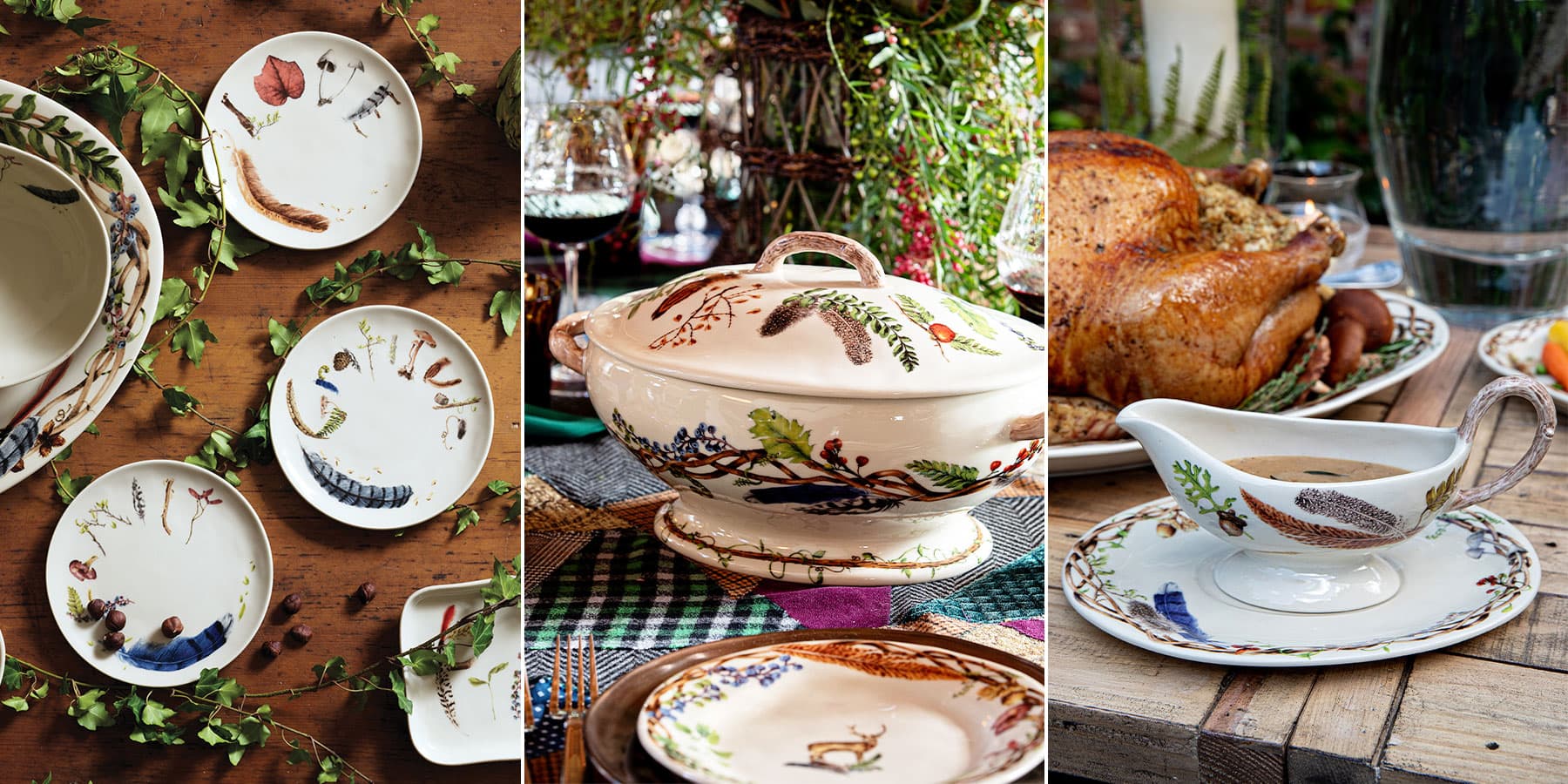 Create a Thanksgiving feast with Forest Walk dinnerware.