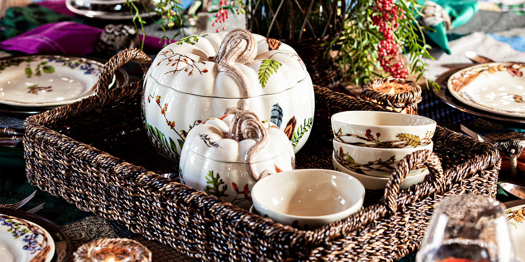 Thanksgiving Table 1 with pumpkins