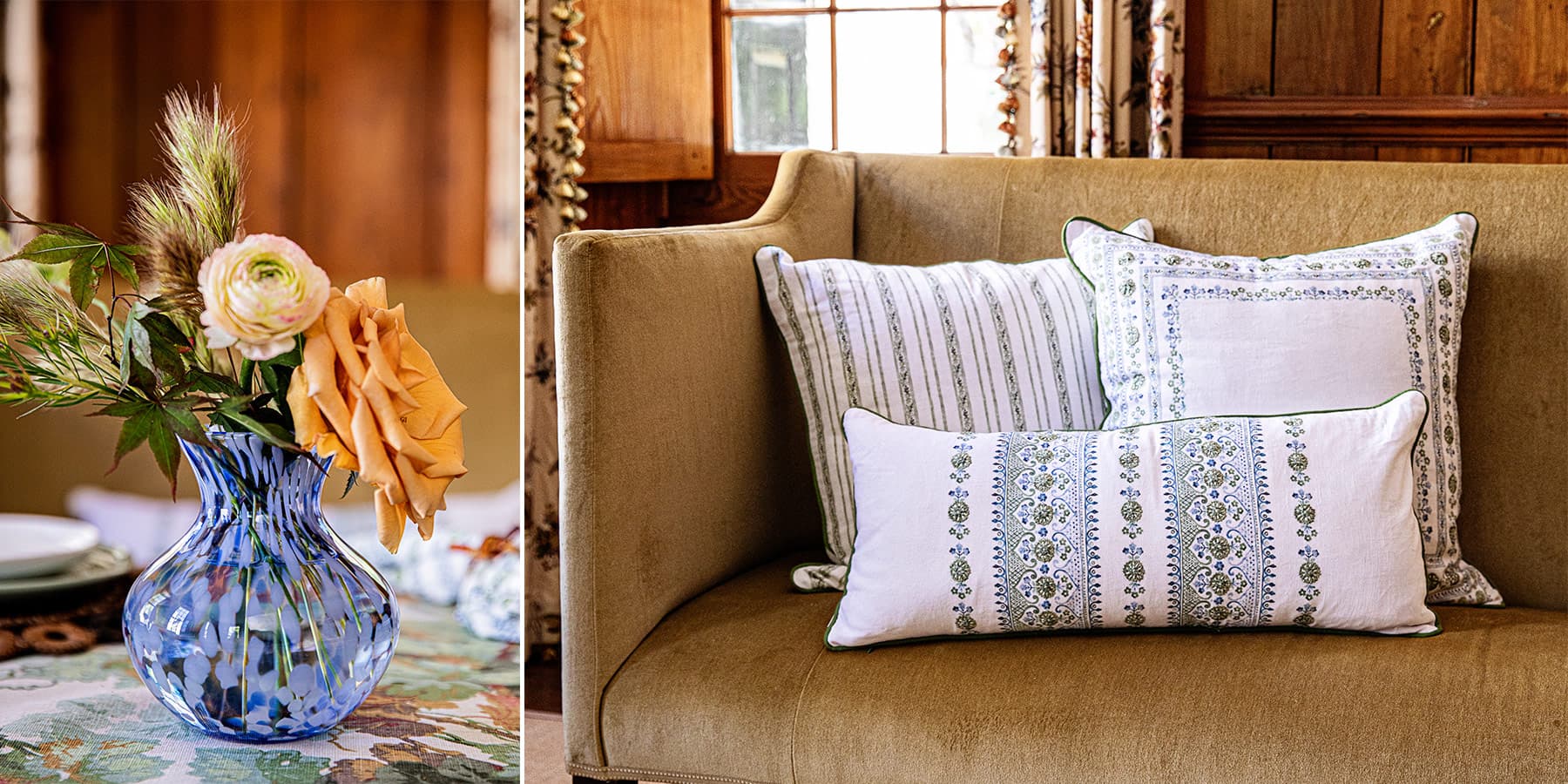 Fresh new linens instantly transform any space — we’re replacing our summer stripes and bright colors with romantic patterns, hand-embroidered textures and hues of flaxen and cream.