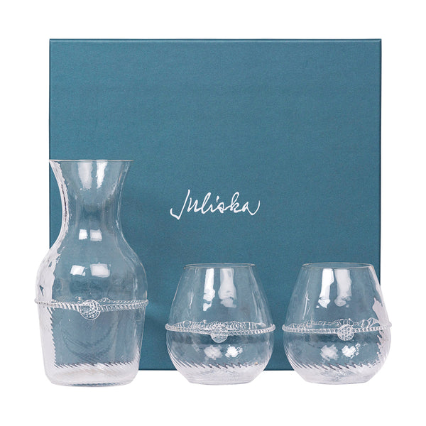 Personalized Wine Decanter & Stemless Wine Glass Gift Set - Teals