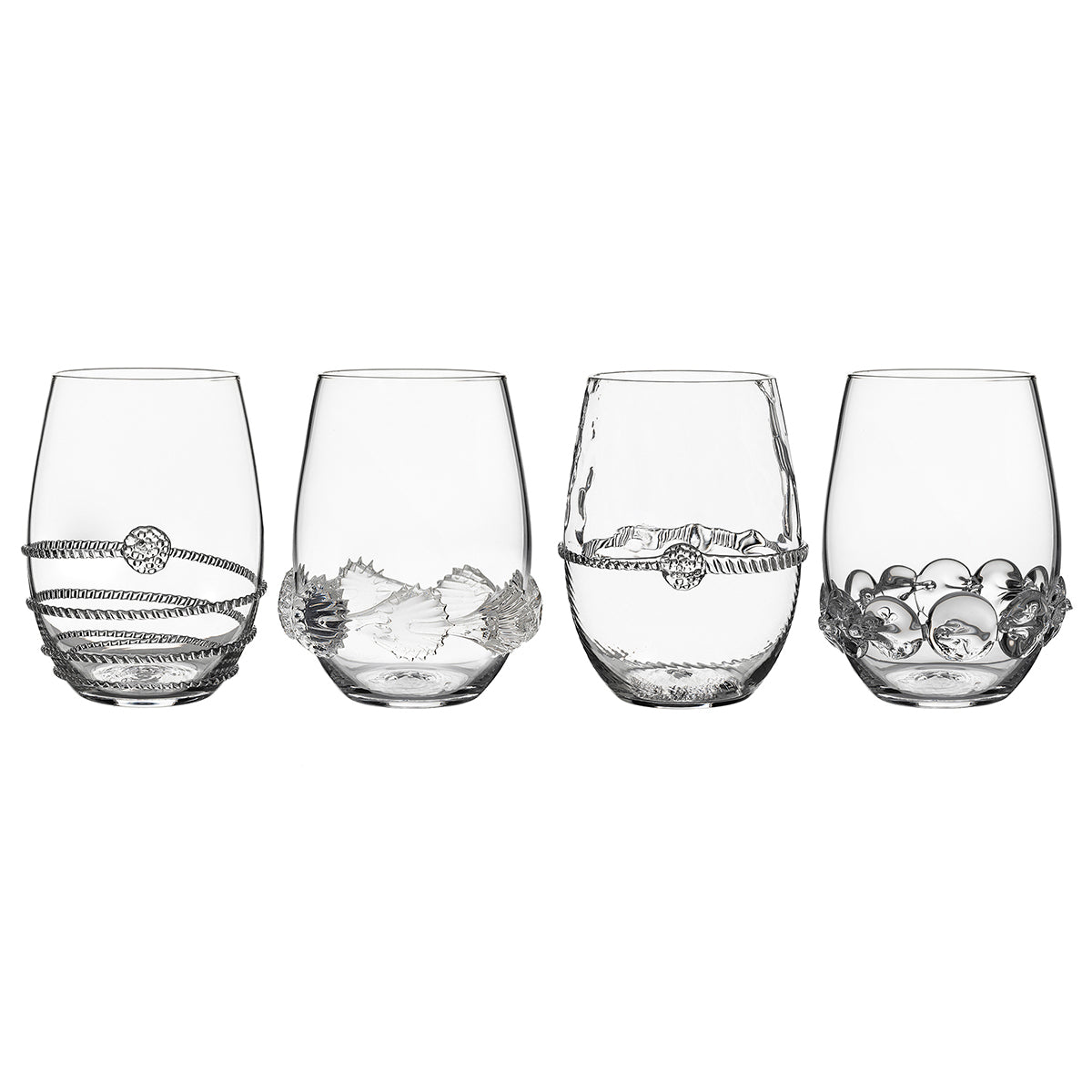 Clear Blue Colette Stemless Wine Glass Set