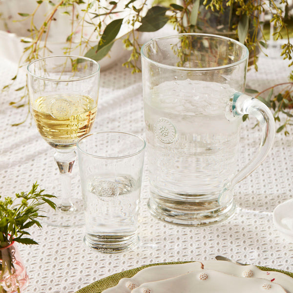 Hand Blown Glass & Bamboo Pitcher & Cups