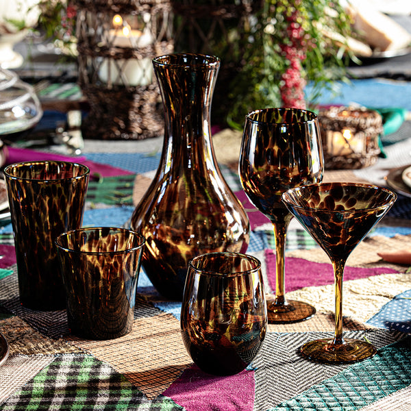 Amber Leopard Wine Glasses