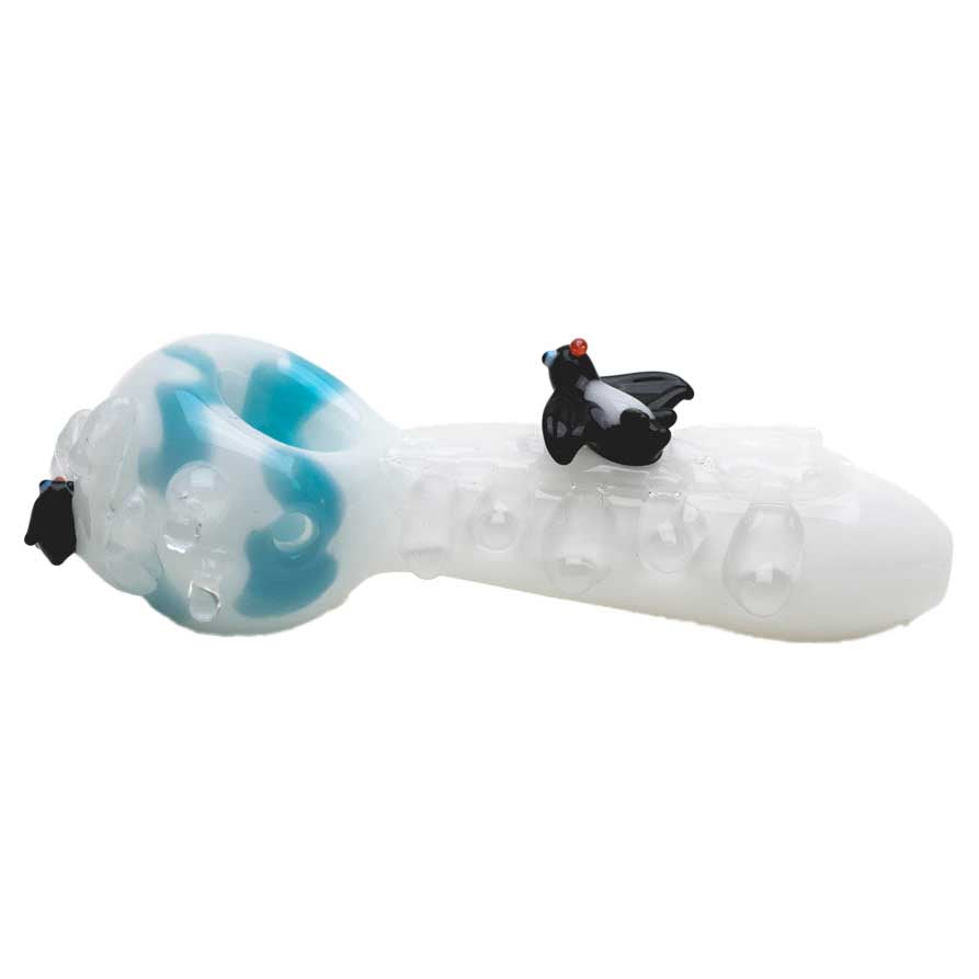 EMPIRE05262023 Empire Glassworks Icy Penguins Mini Spoon Hand Pipe 04