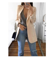 Padded shoulder lapel neck open front blazer with pockets