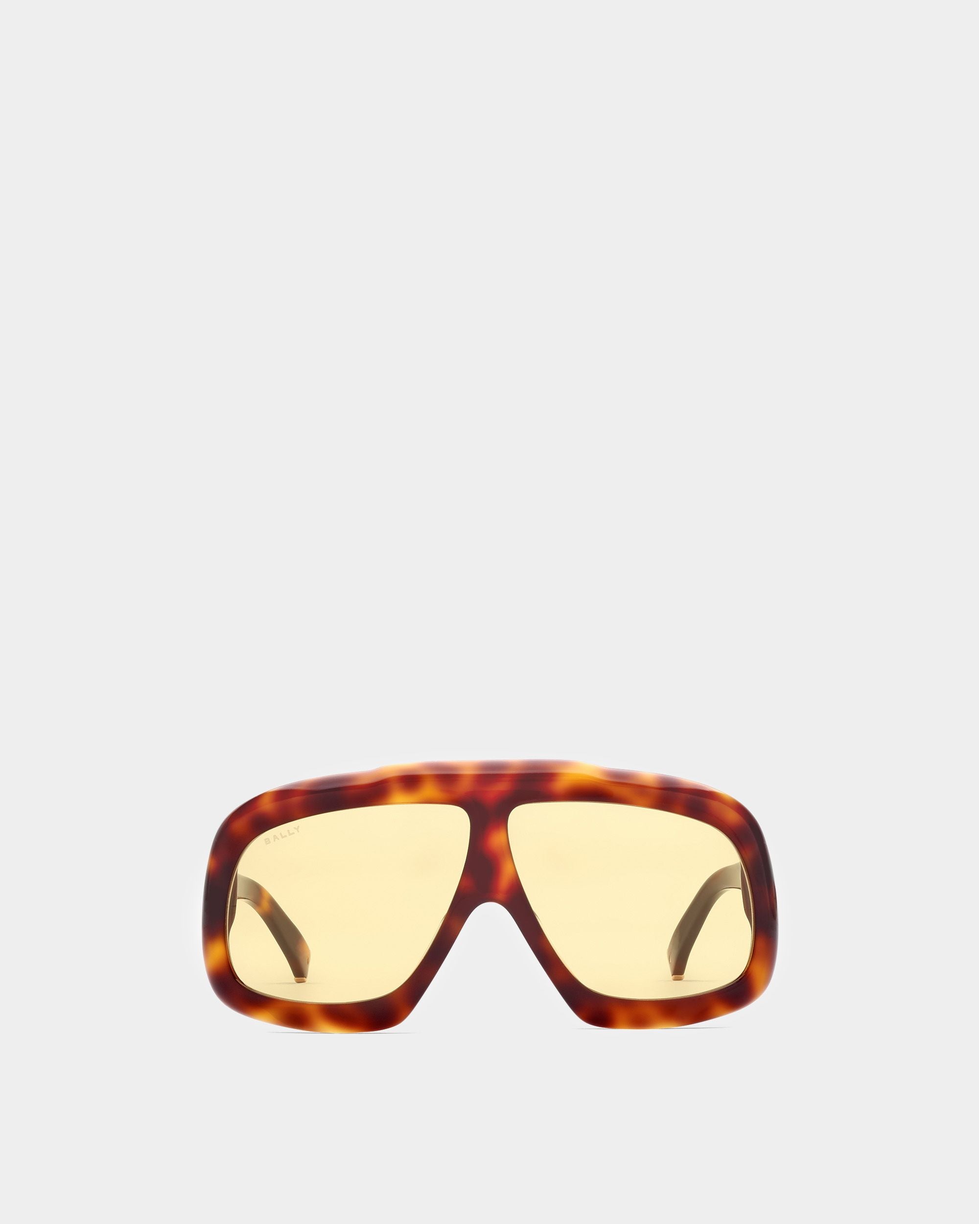 Eyger Sonnenbrille | Unisex-Accessoires | Havanna-braunes Acetat mit gelben Gläsern | Bally | Still Life Vorderseite
