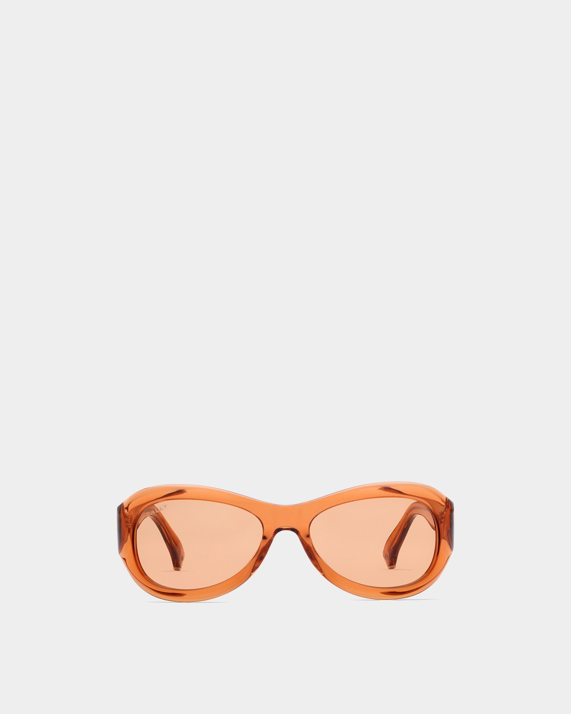 Maurice Sonnenbrille | Unisex-Accessoires | Bernsteinfarbenes Acetat mit orangefarbenen Gläsern | Bally | Still Life Vorderseite