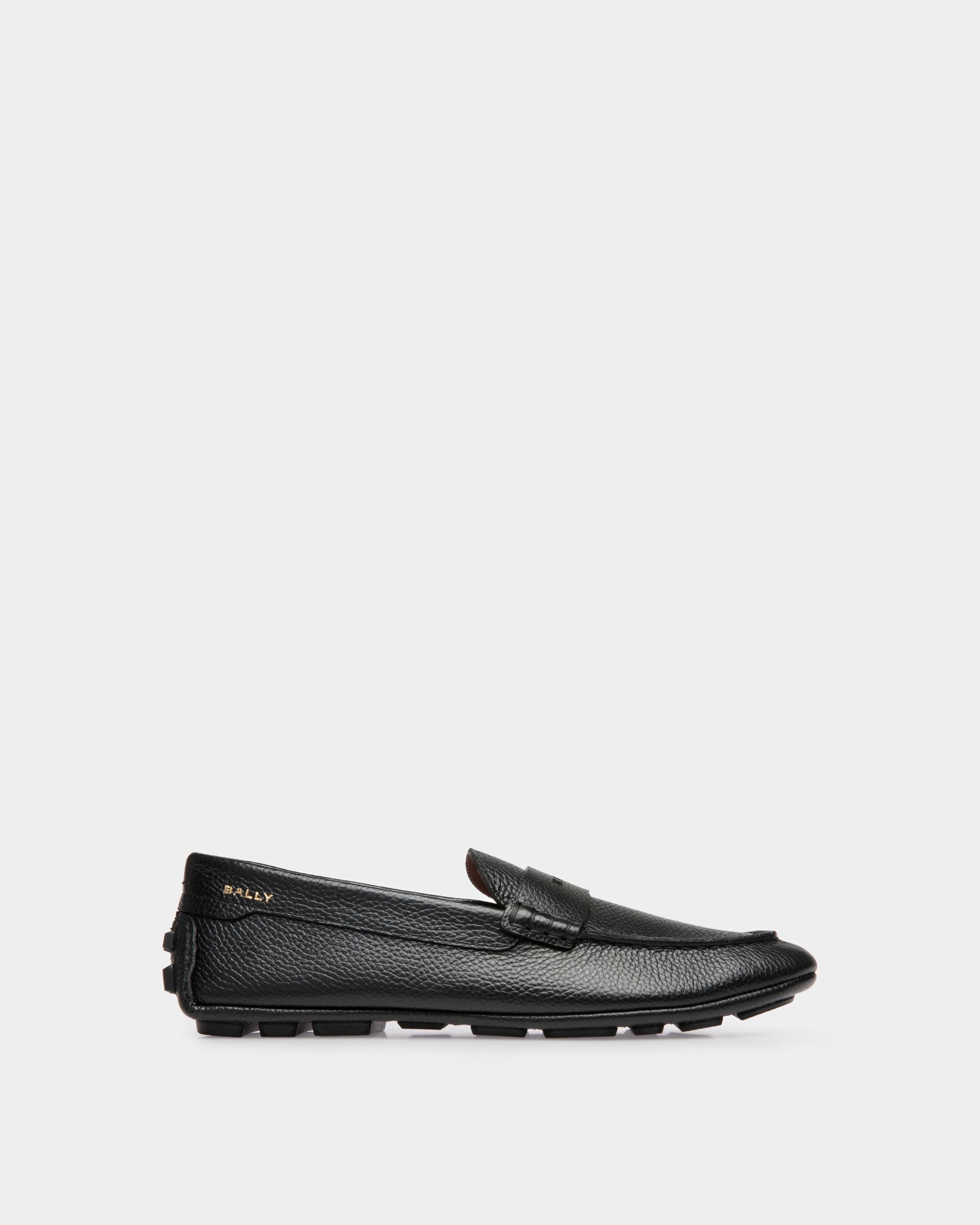 Kerbs | Driver-Schuh für Herren aus schwarzem genarbtem Leder | Bally | Still Life Seite