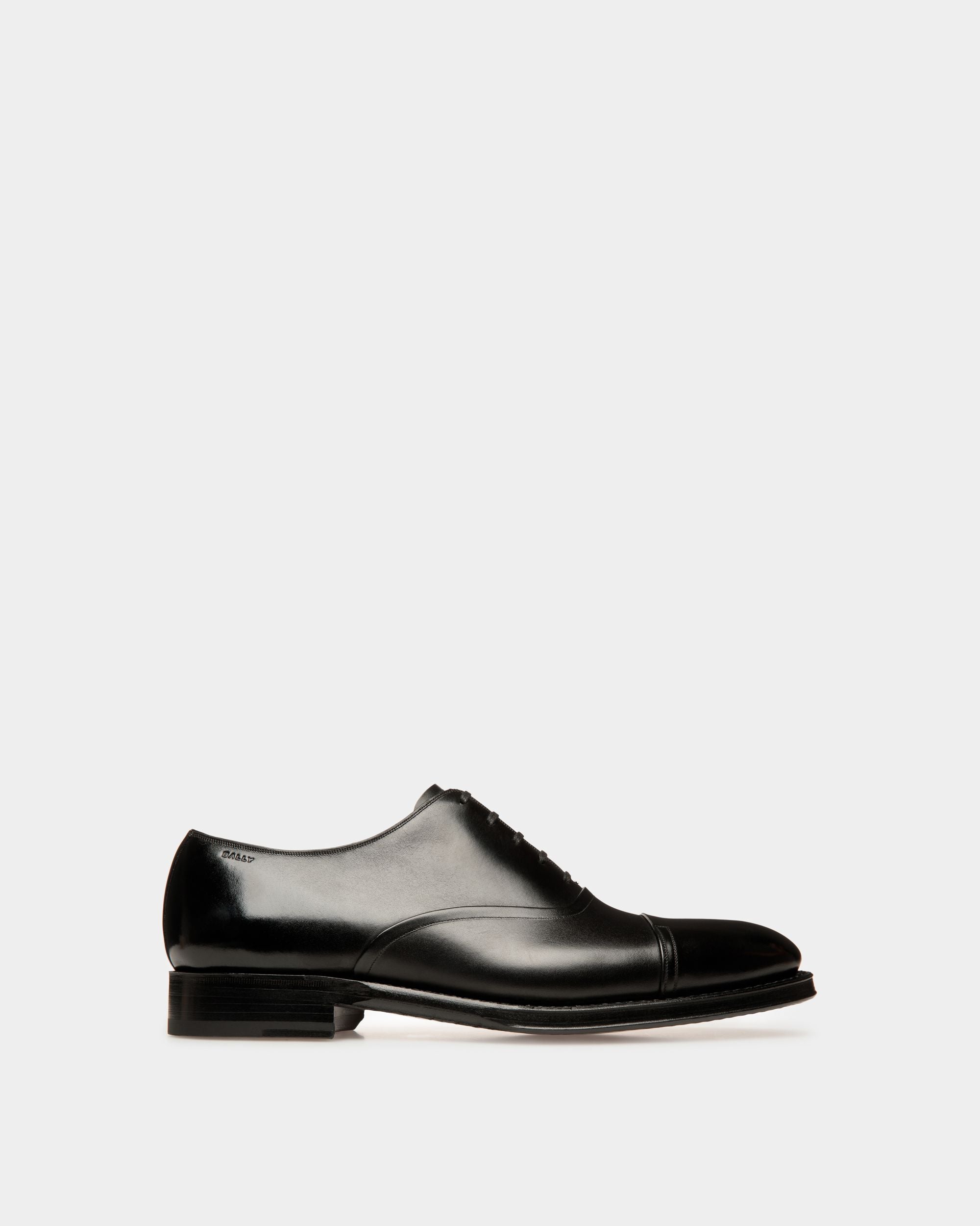 Men's Scribe Un Oxford in Black Leather | Bally | Still Life Side