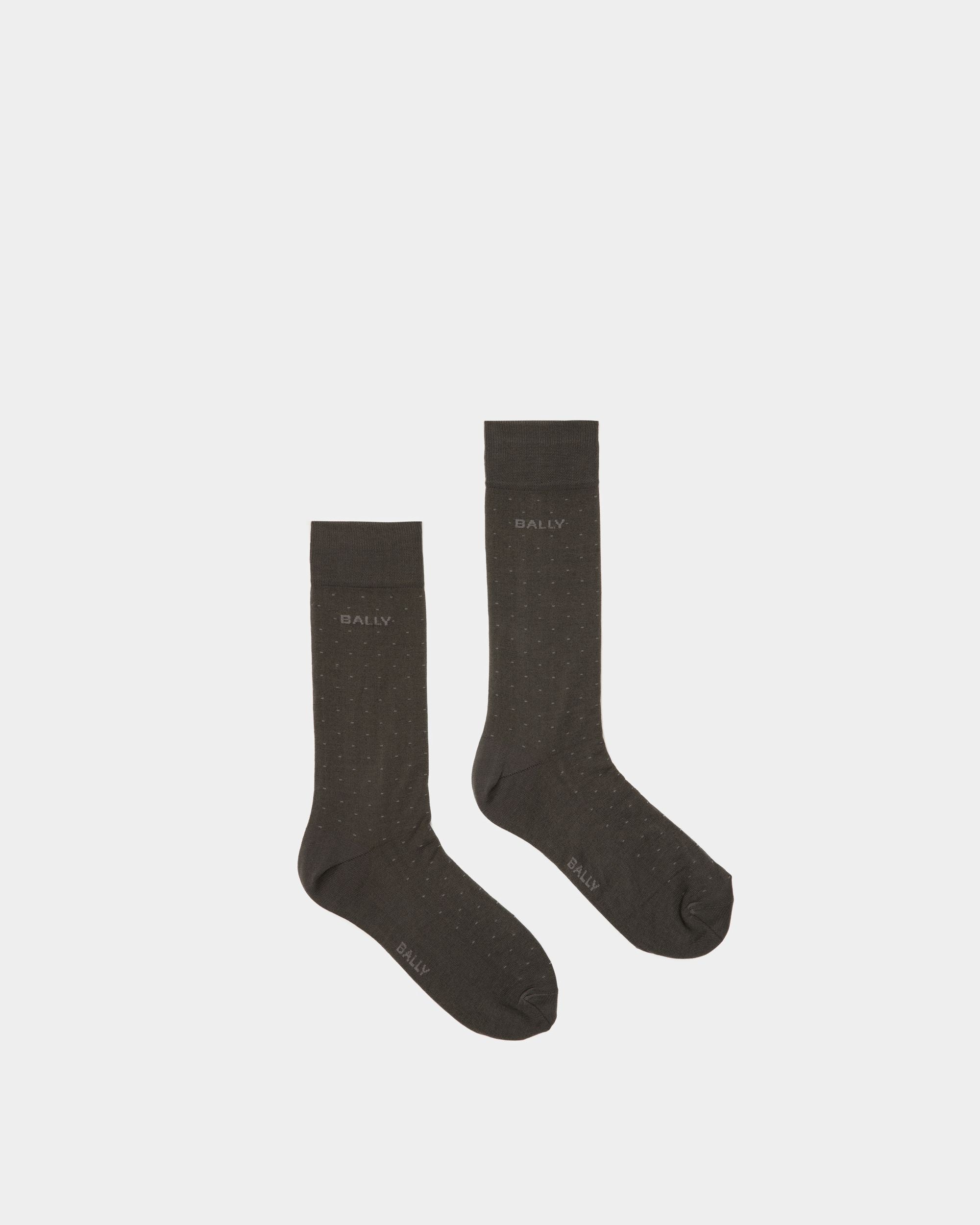 Gerippte Logo-Socken | Herrenstrümpfe |Graues Baumwollgemisch | Bally | Still Life Oberteil