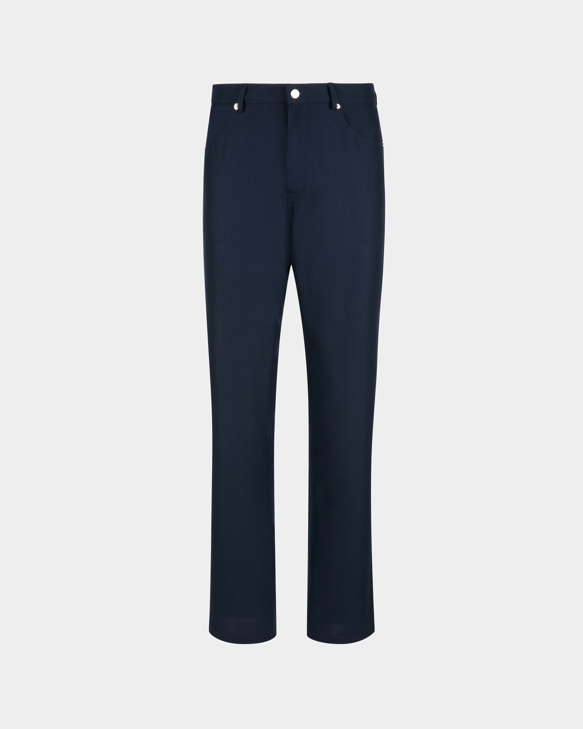 Men's Pants In Dark Blue Synthetic Fabric | Bally | Still Life Front