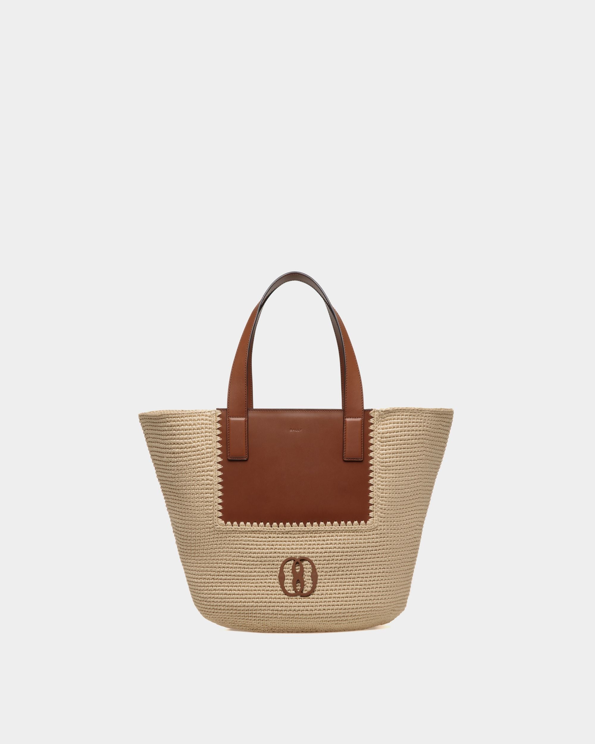 Women's Lace Tote Bag in Cotton and Leather | Bally | Still Life Front