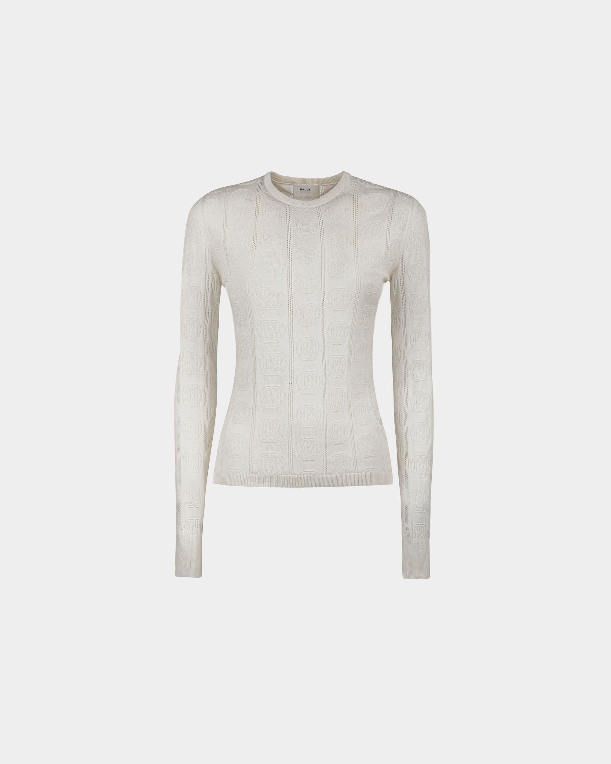 Women's Crewneck Top in a Beige Silk Blend | Bally | Still Life Front