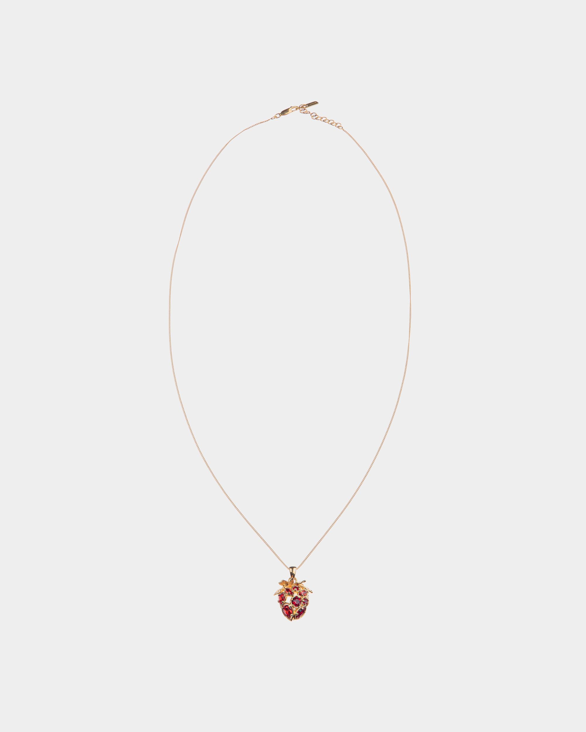Women's Deco Necklace in Gold Eco Brass and Crystals | Bally | Still Life Front