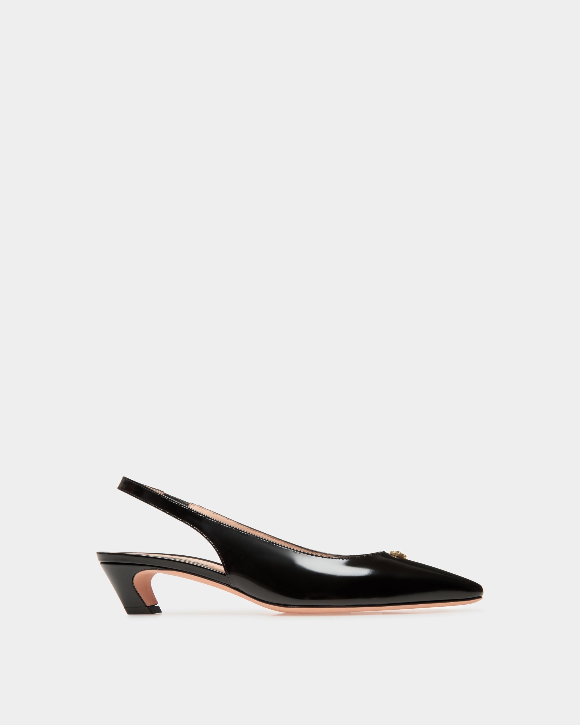 Sylt | Women's Slingback Pump in Black Leather | Bally | Still Life Side