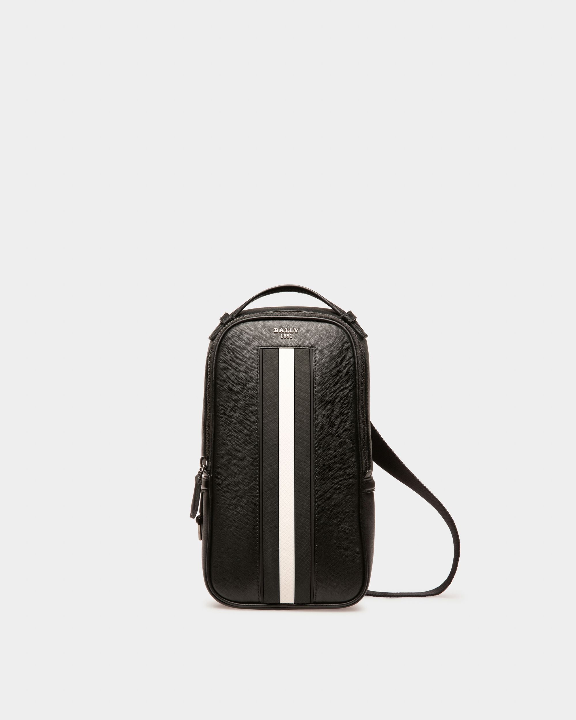 Men's Malikho Recycled Leather Sling Bag In Black | Bally | Still Life Front