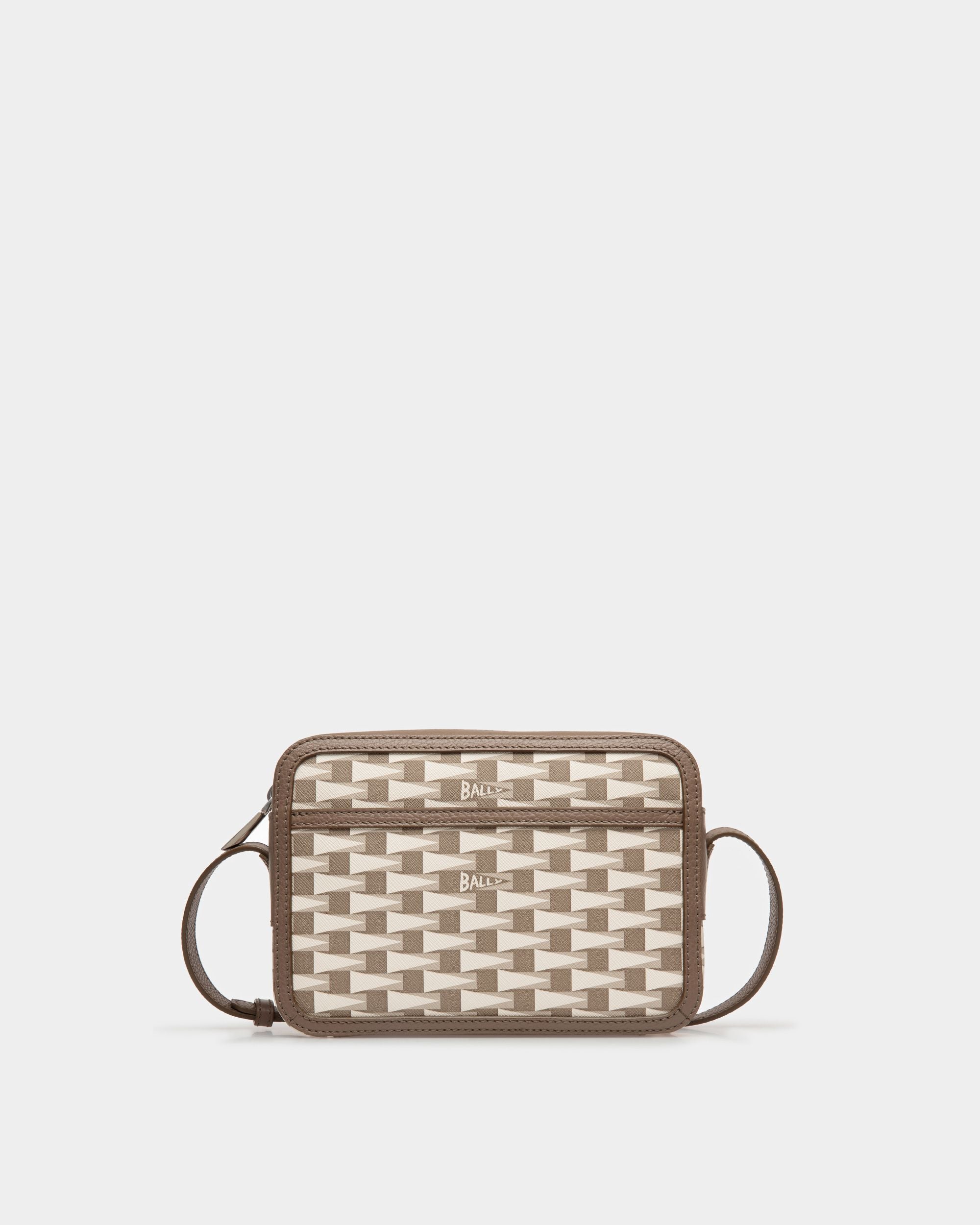 Pennant | Men's Crossbody Bag in Beige Pennant Motif TPU | Bally | Still Life Front