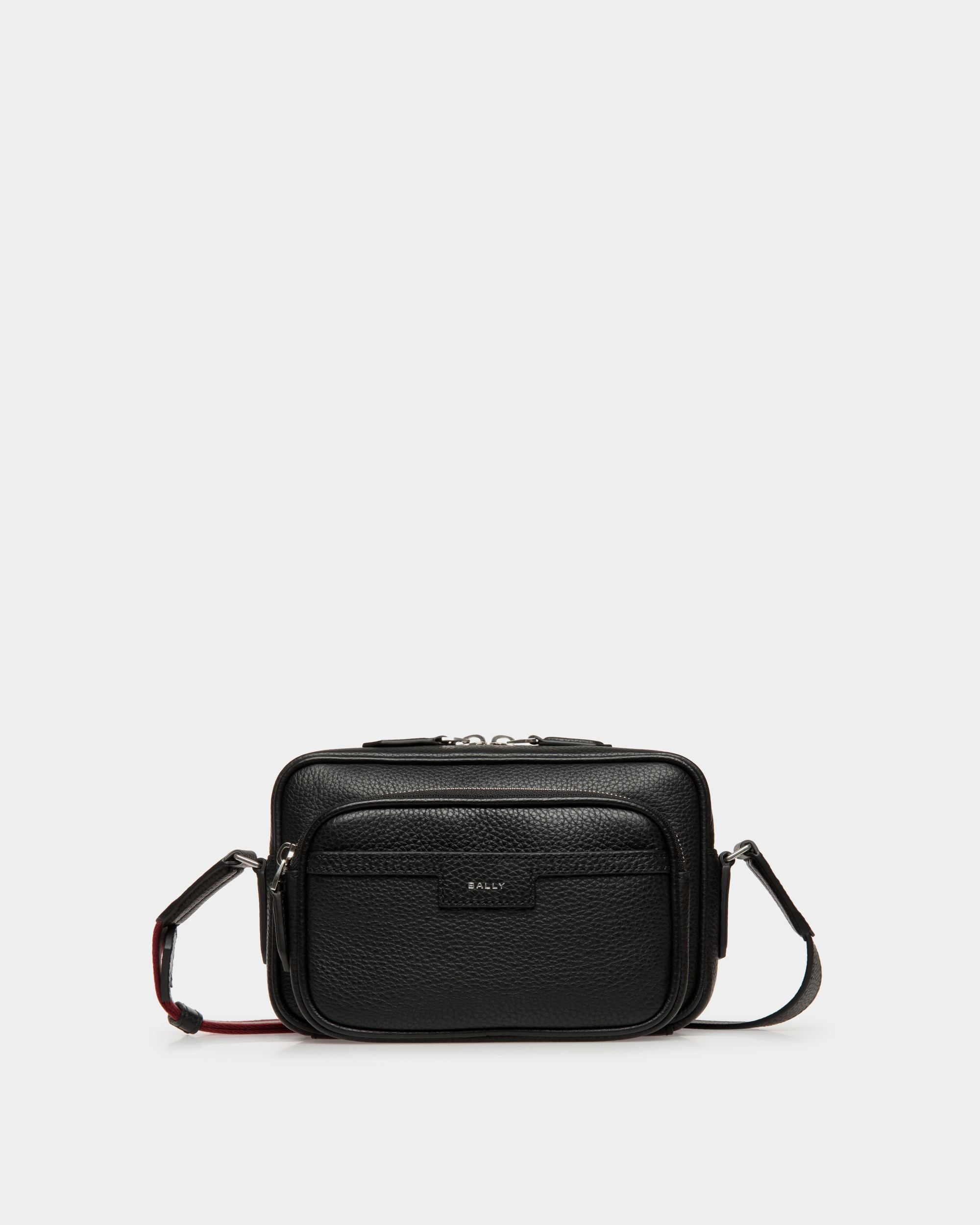 Code | Men's Crossbody Bag in Black Grained Leather | Bally | Still Life Front