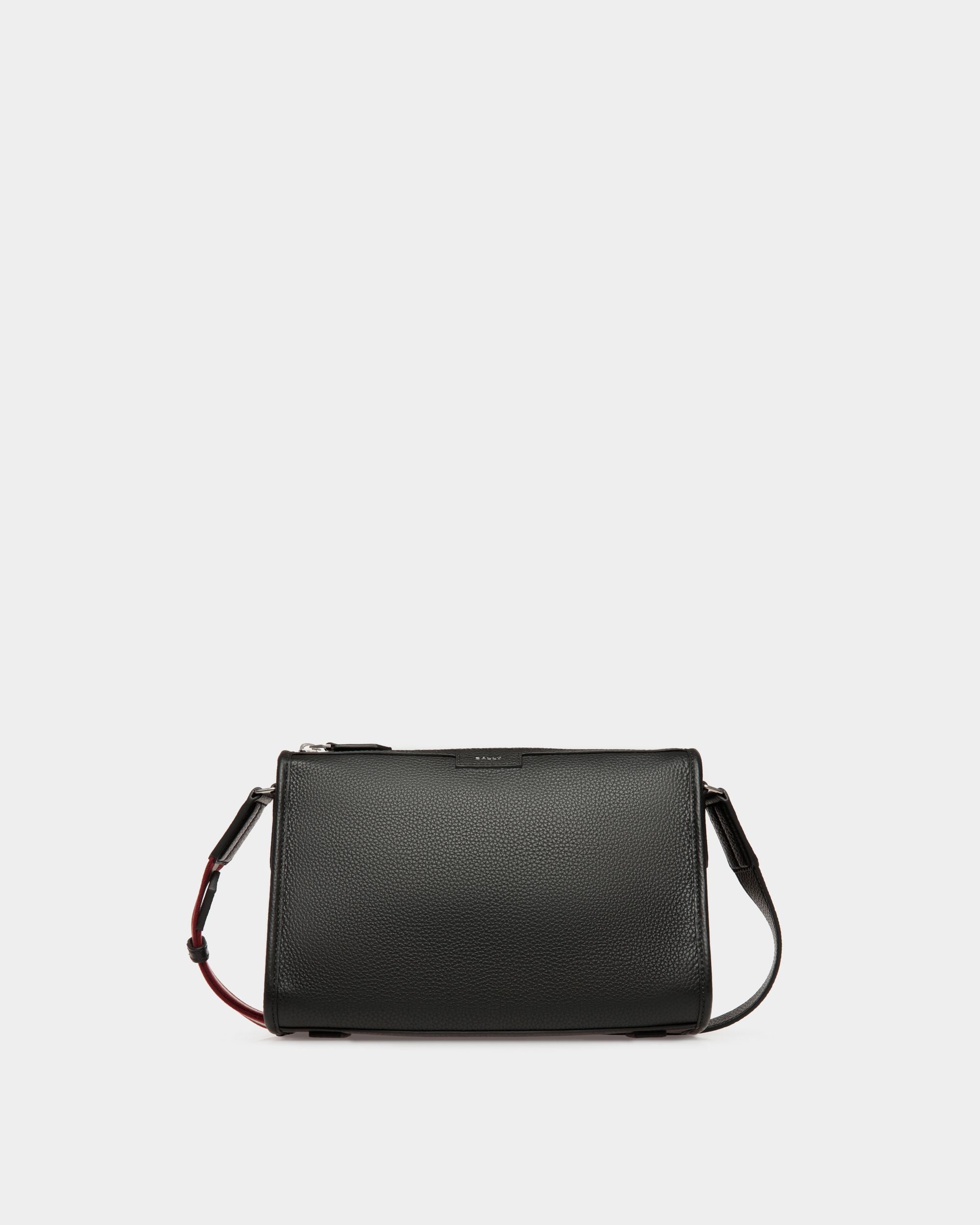 Code | Men's Small Messenger Bag in Black Grained Leather | Bally | Still Life Front