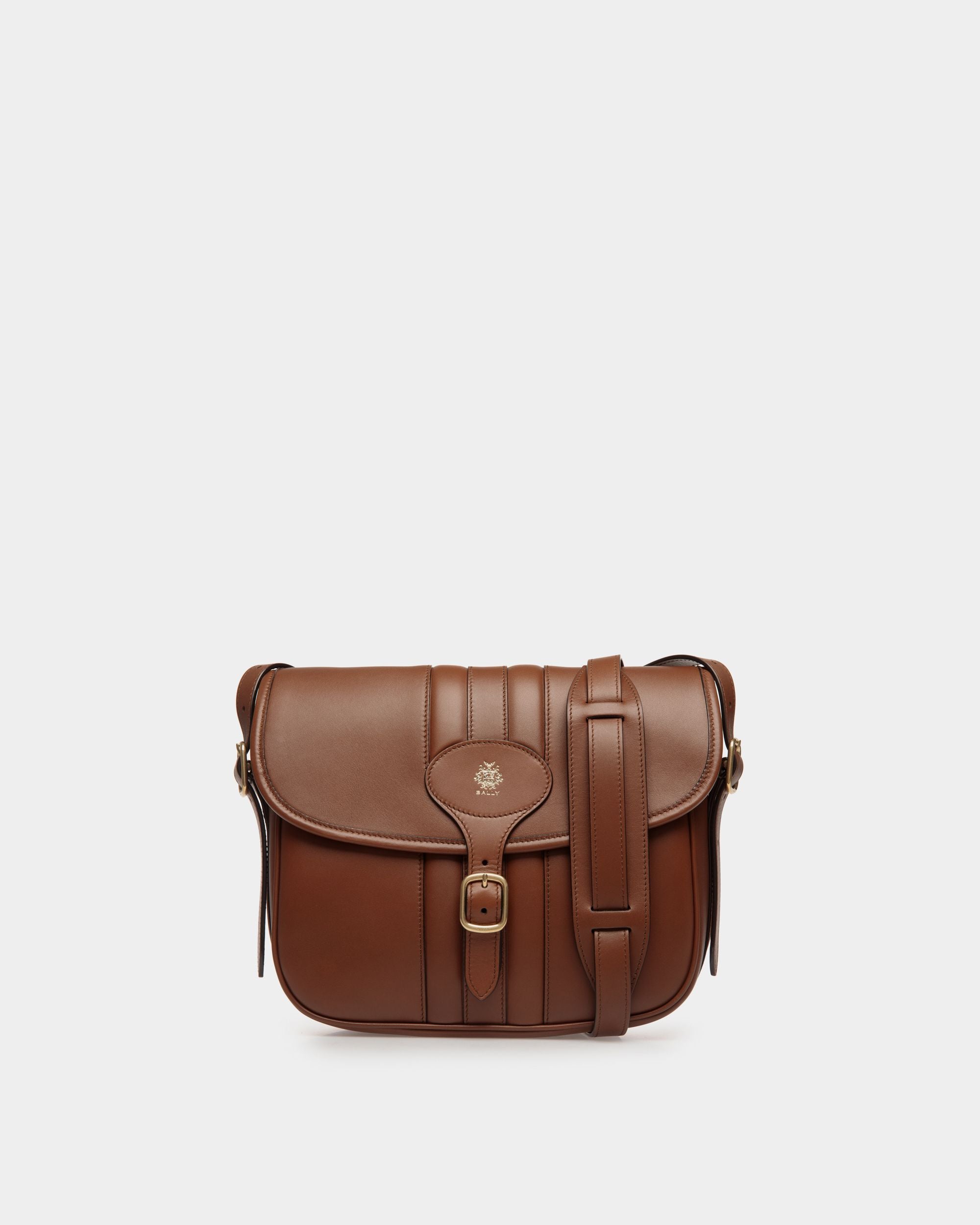 Beckett | Men's Crossbody Bag in Brown Leather | Bally | Still Life Front