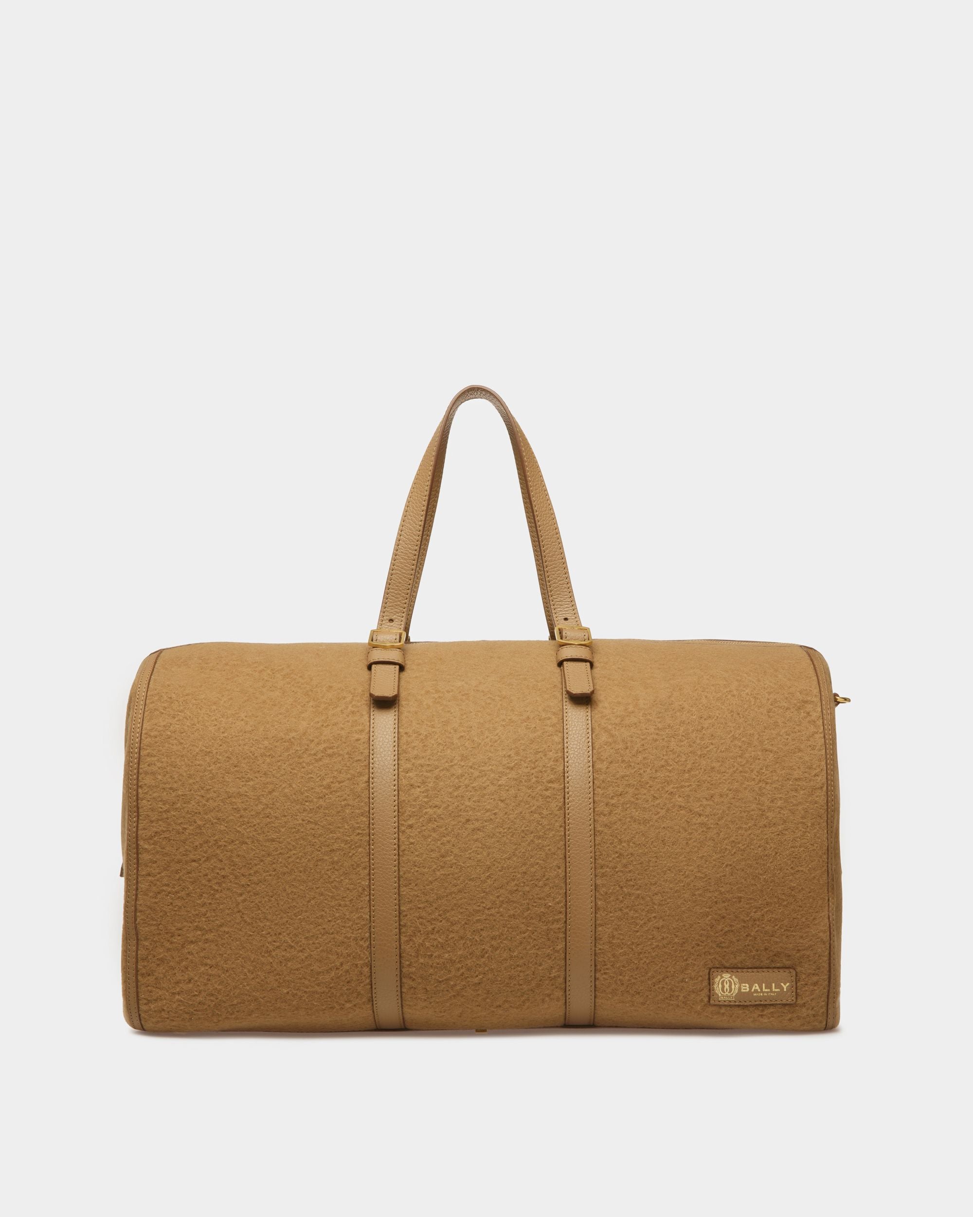 Week Out | Men's Travel Bag | Camel Fabric And Leather | Bally | Still Life Front