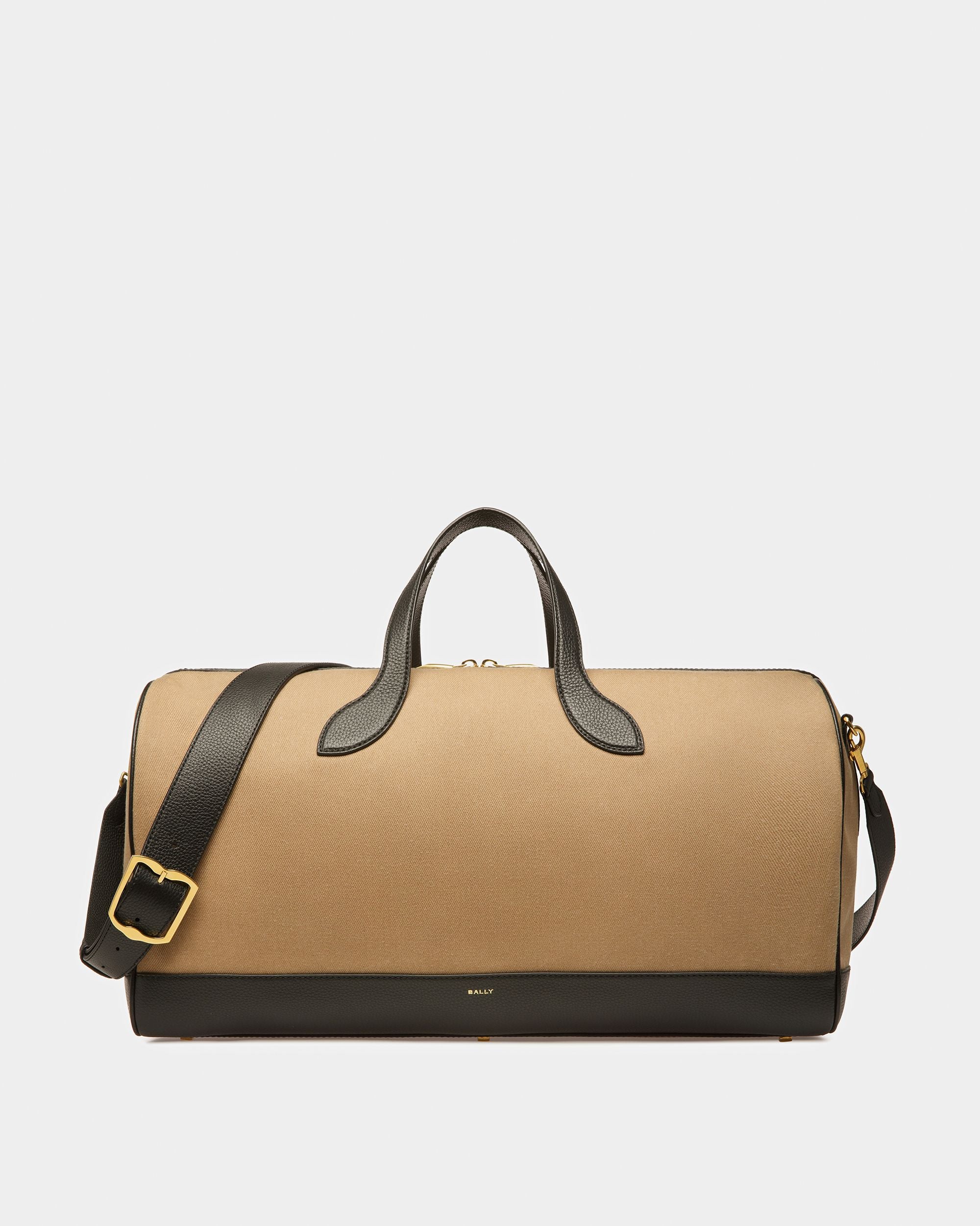 36 Hours | Men's Travel Bag | Sand And Black Fabric And Leather | Bally | Still Life Front
