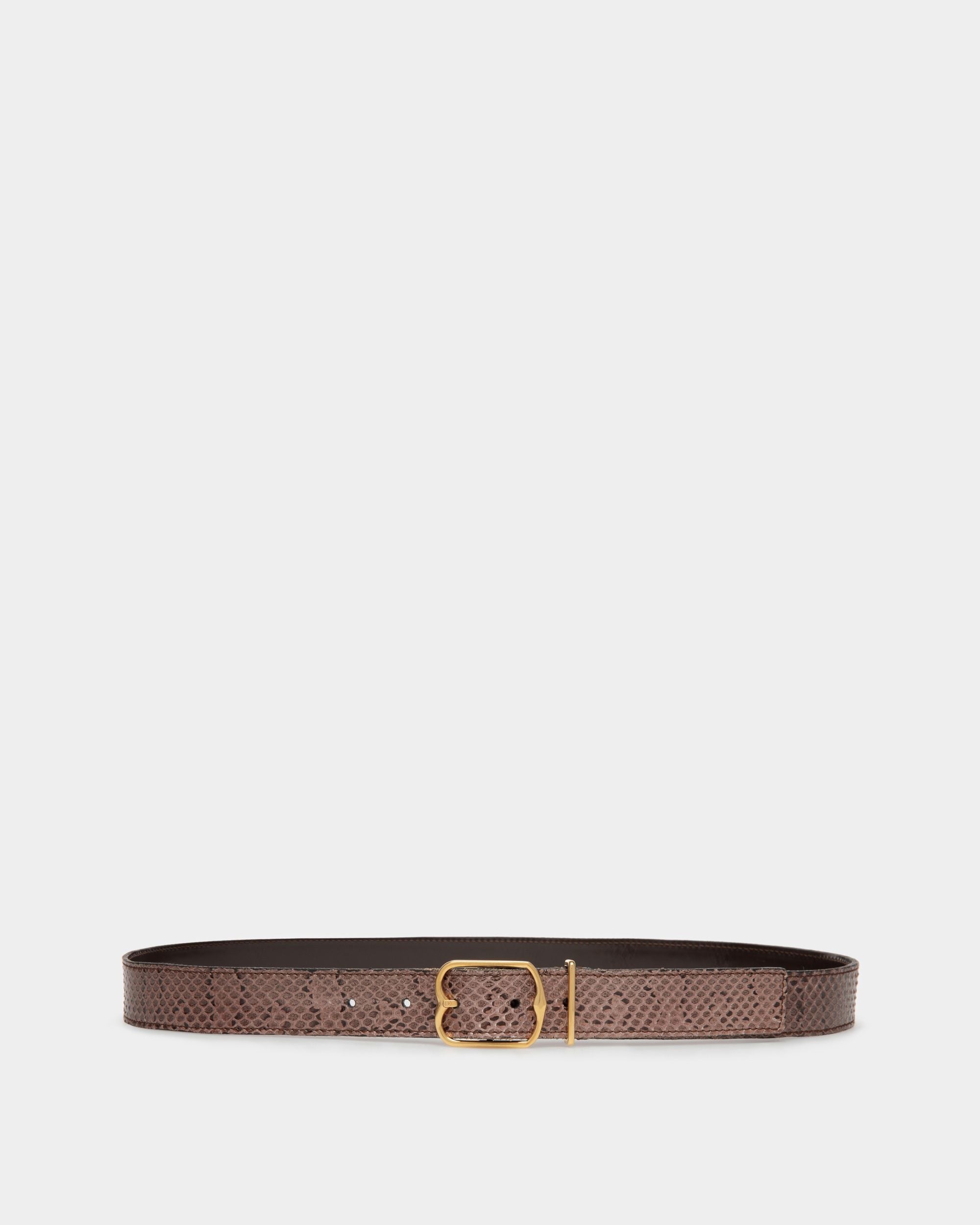 Men's Emblem Buckle 35mm Belt In Black Leather | Bally | Still Life Front