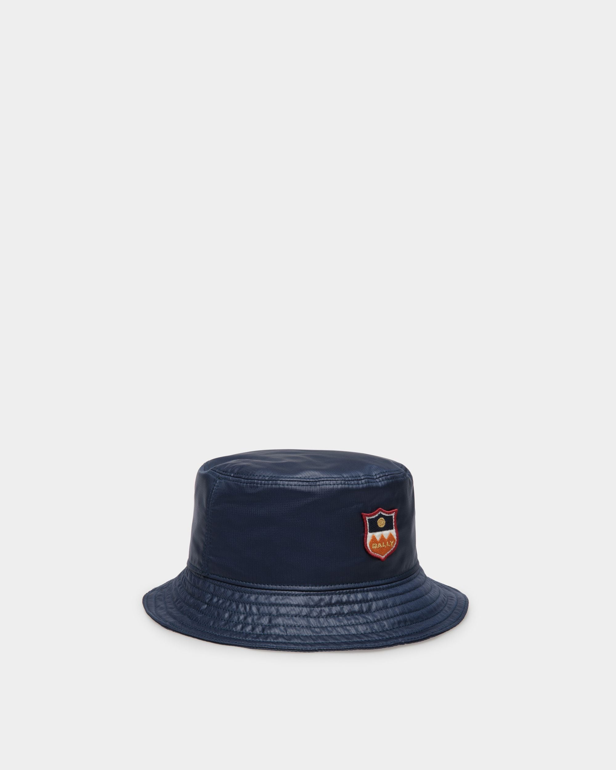 Men's Bucket Hat in Navy Blue Technical Fabric | Bally | Still Life Front