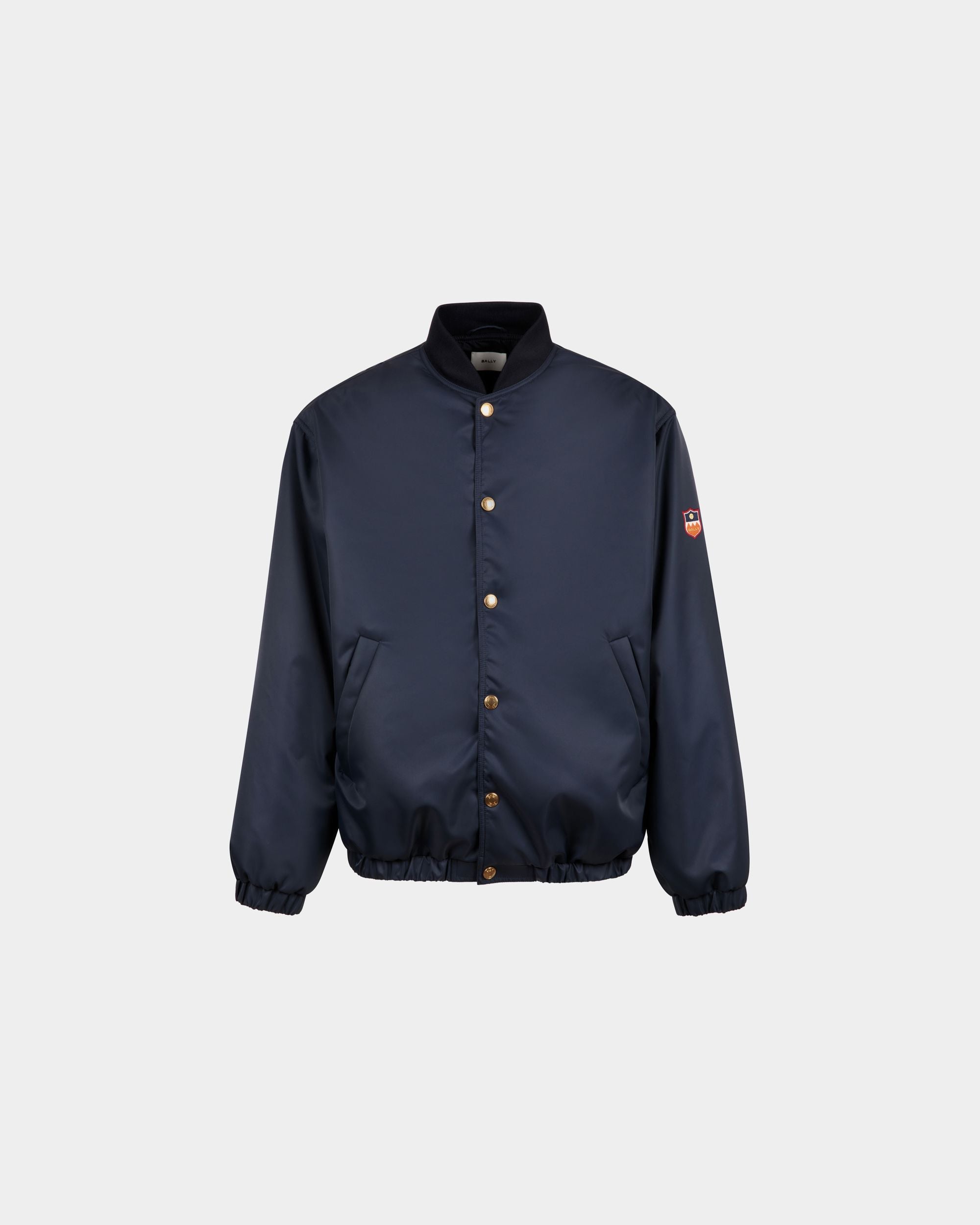 Men's Bomber in Dark Blue Nylon | Bally | Still Life Front