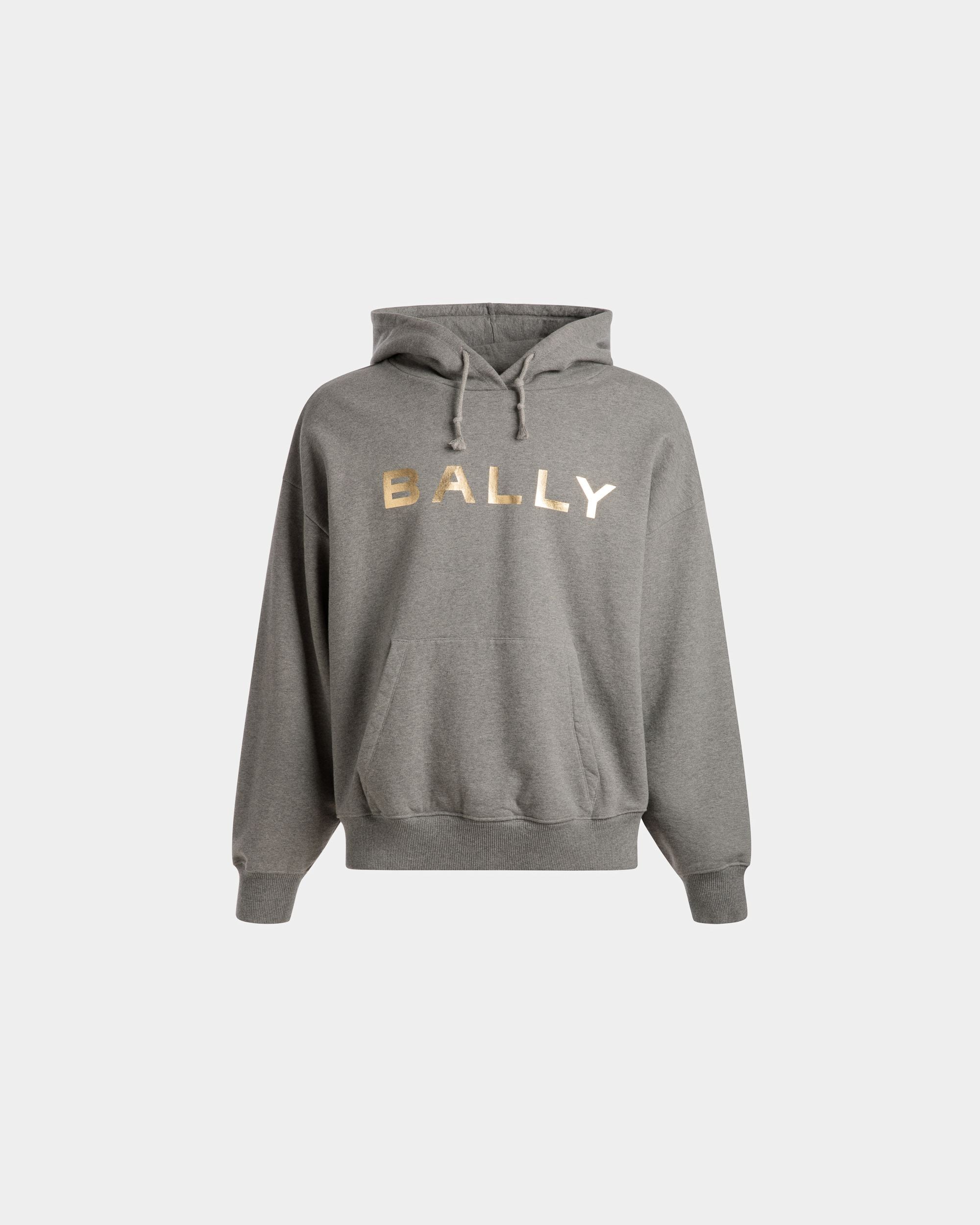 Logo Hooded Sweatshirt | Men's Sweatshirt | Grey Melange Cotton | Bally | Still Life Front