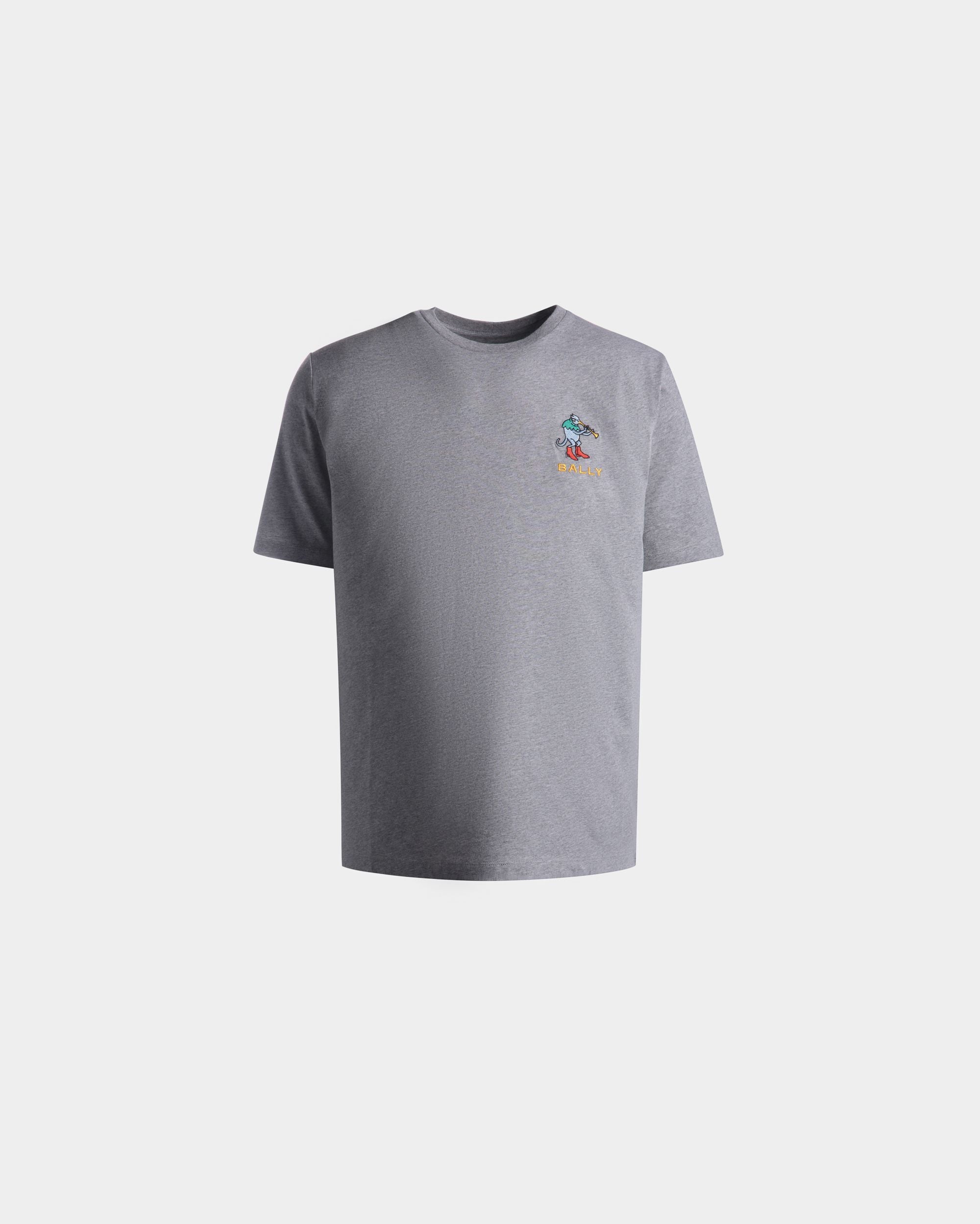 Men's T-Shirt in Grey Melange Cotton | Bally | Still Life Front