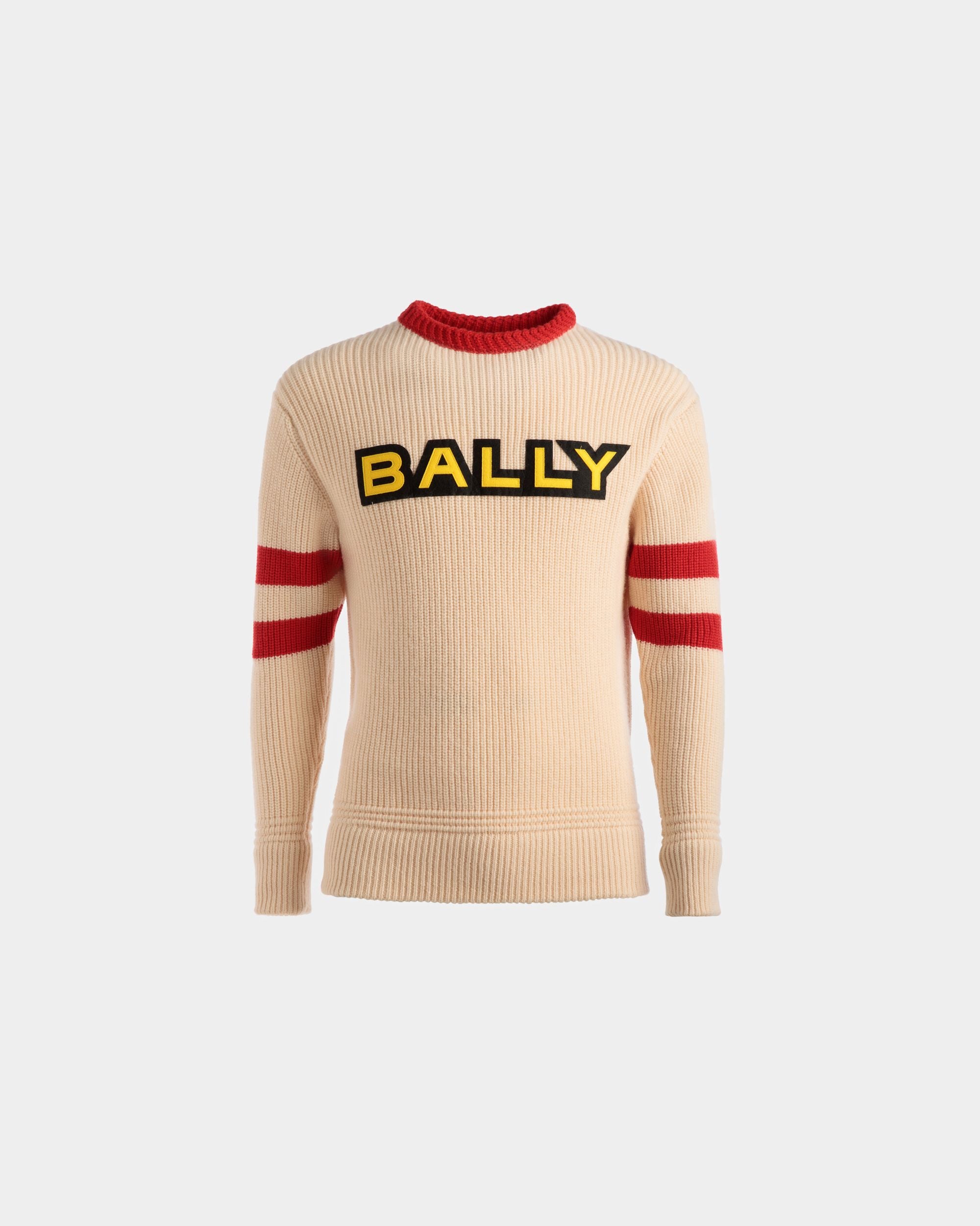 Crew Neck Sweater | Men's Crew Neck | Bone And Red Wool | Bally | Still Life Front