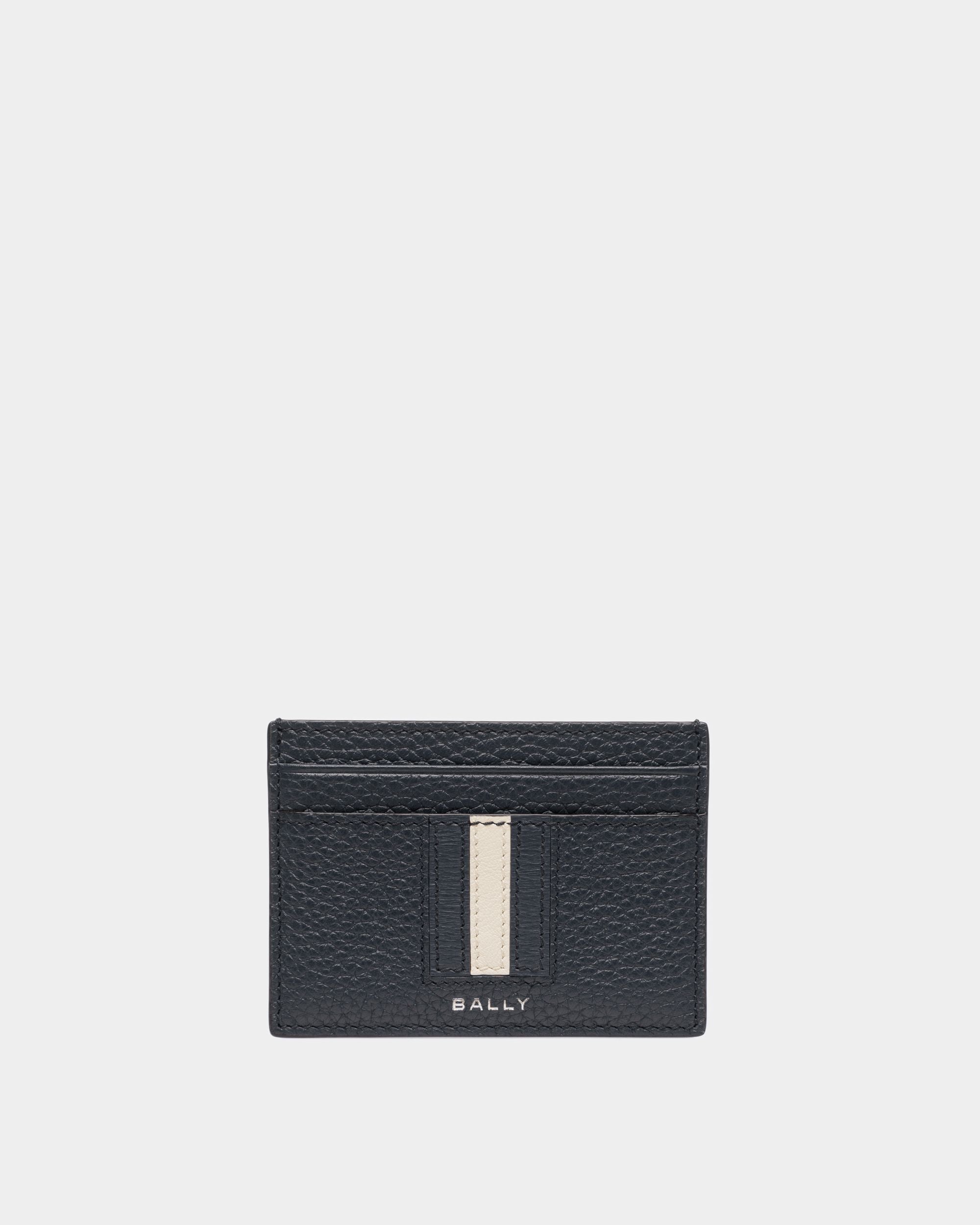 Men's Ribbon Business Card Holder In Midnight Leather | Bally | Still Life Front