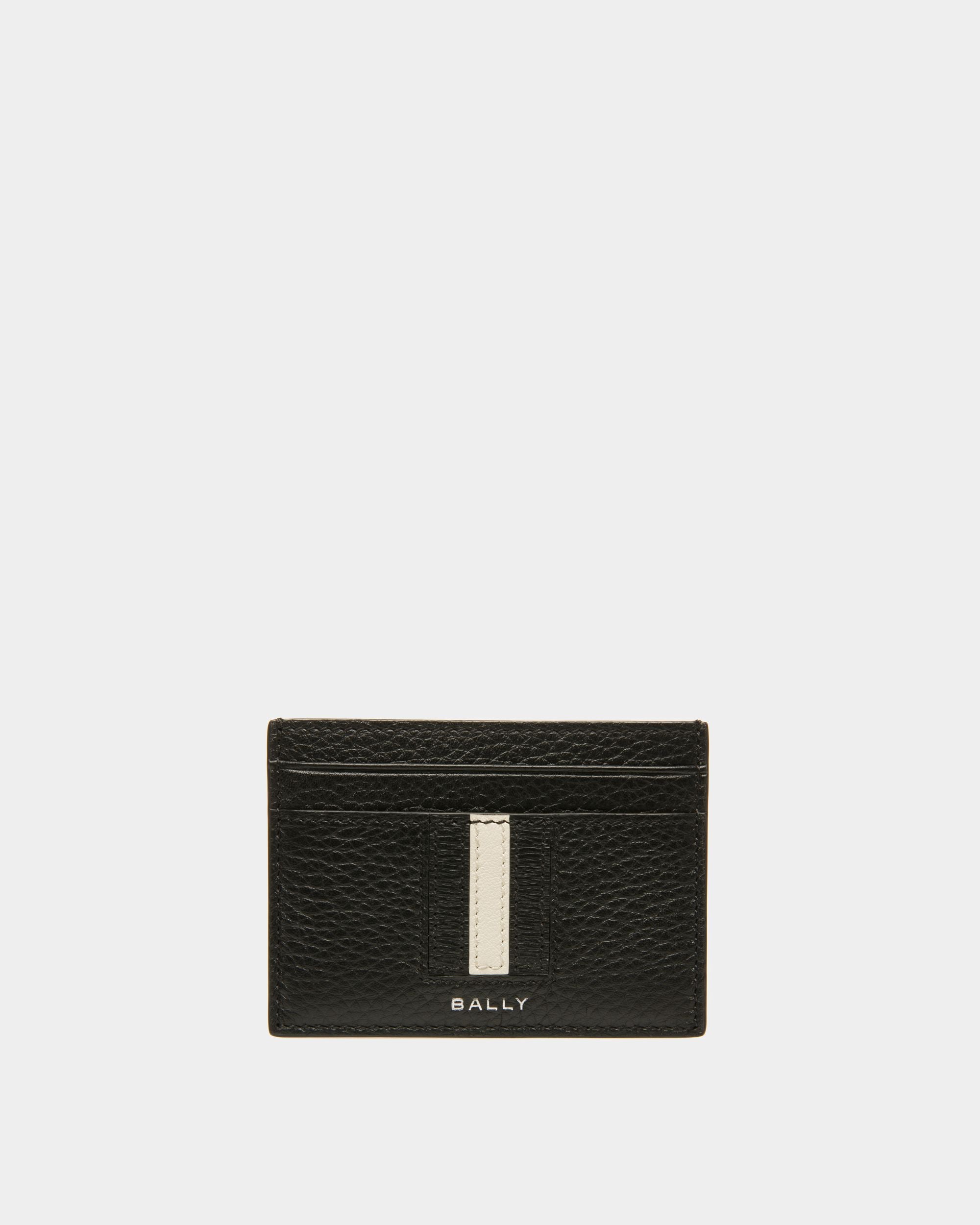 Men's Ribbon Card Holder In Black Leather | Bally | Still Life Front